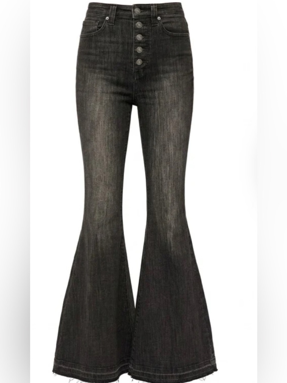 FREE PEOPLE WOMENS IRREPLACEABLE HIGH WAIST FLARE JEANS Size 29 Button Fly Black